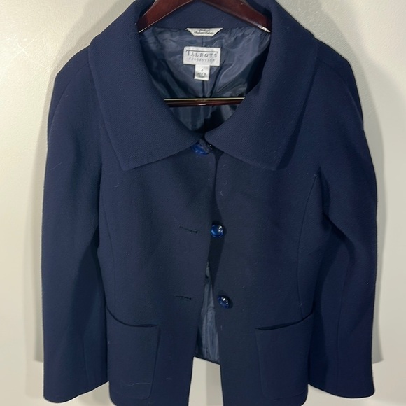 Vintage Talbots Blue Tailored Blazer with Notched Lapel - Picture 2 of 7
